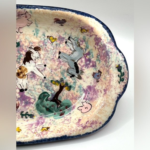 Lesal Ceramics Lisa Lindberg Van Northwick Studio Art Pottery Farm Animals Tray - Picture 5 of 11